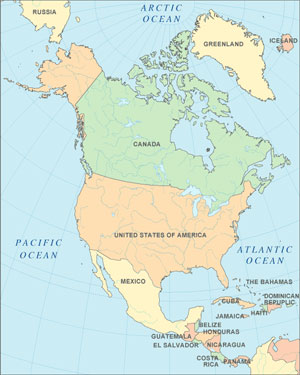 map of North America