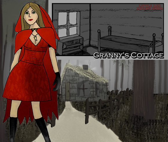 Red character and environment design